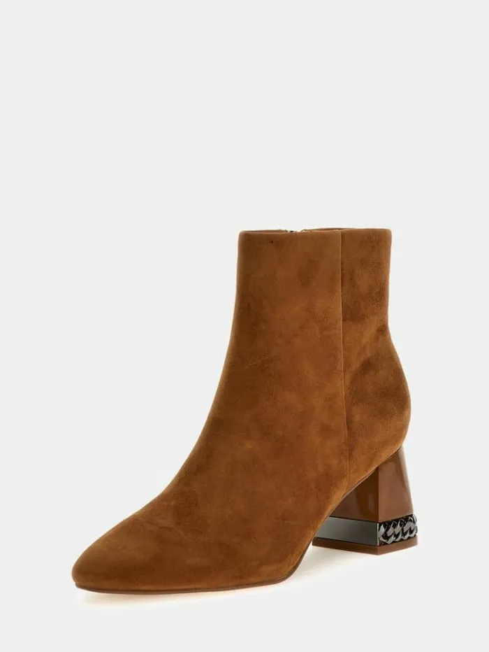 Women Fiddle Suede Ankle Boots Brown Multi Guess Boots And Booties