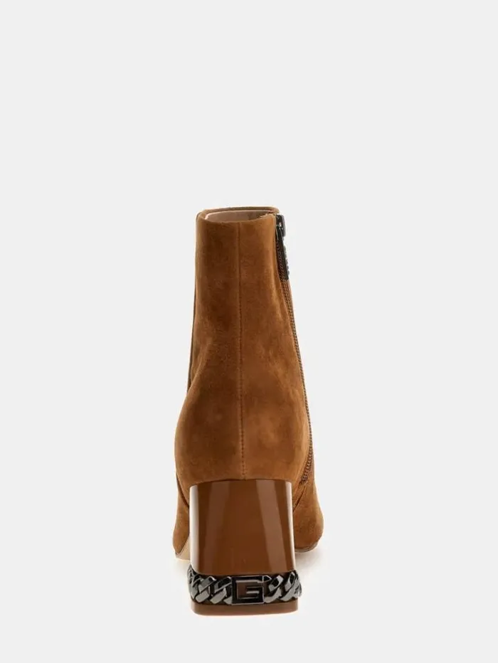 Women Fiddle Suede Ankle Boots Brown Multi Guess Boots And Booties