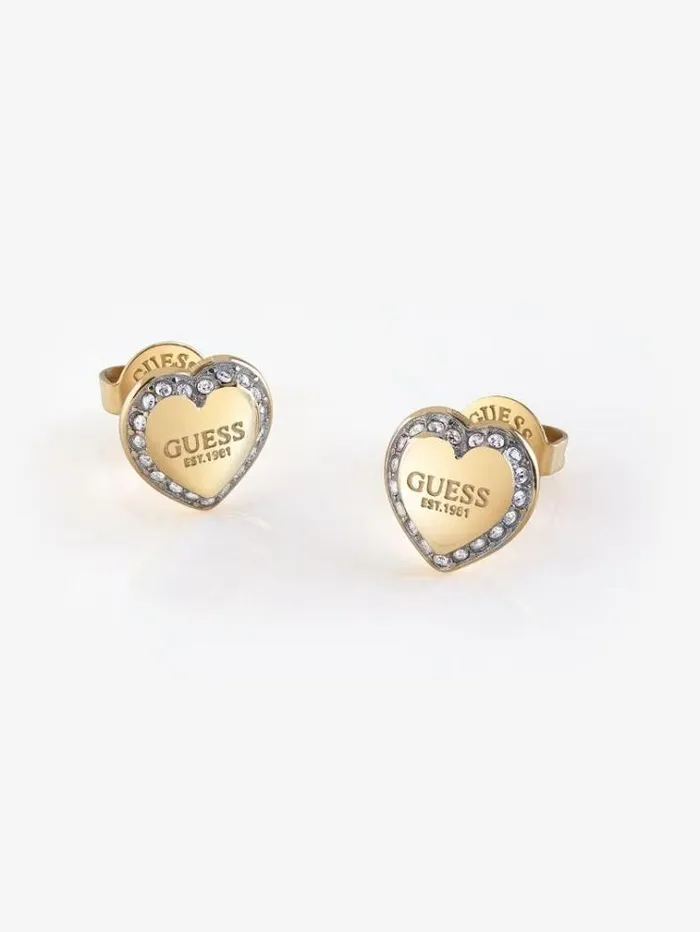 Women fine Heart Earrings Gold Guess Jewellery