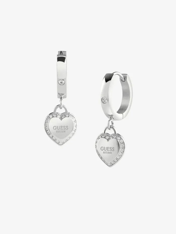 Women fine Heart Earrings Silver Guess Jewellery