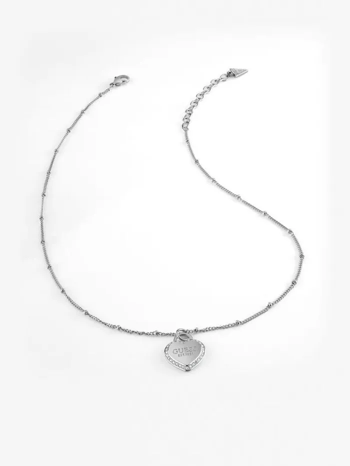 Women fine Heart Necklace Silver Guess Jewellery