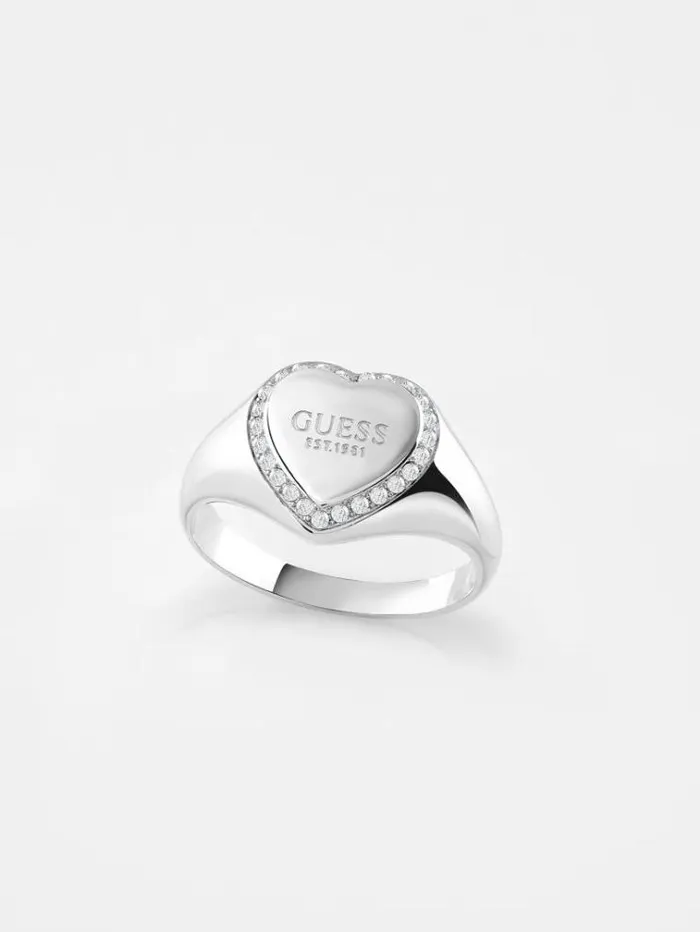 Women fine Heart Ring Silver Guess Jewellery