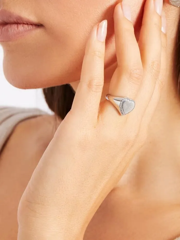 Women fine Heart Ring Silver Guess Jewellery