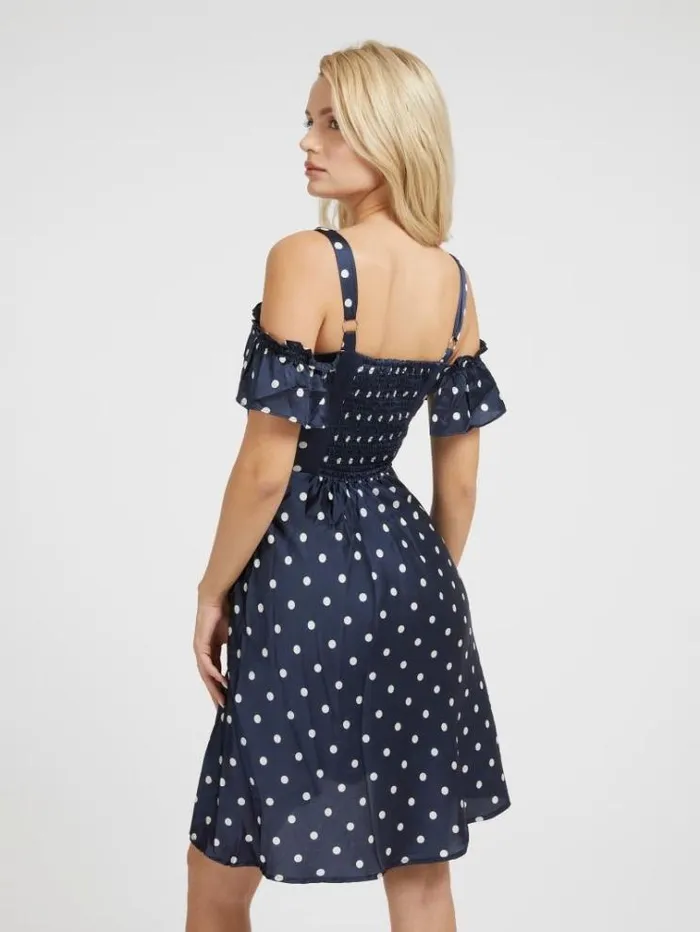 Women Fit And Flare Midi Dress Blue Multi Guess Dresses And Jumpsuits