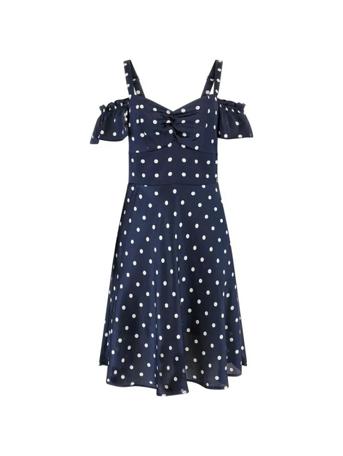 Women Fit And Flare Midi Dress Blue Multi Guess Dresses And Jumpsuits