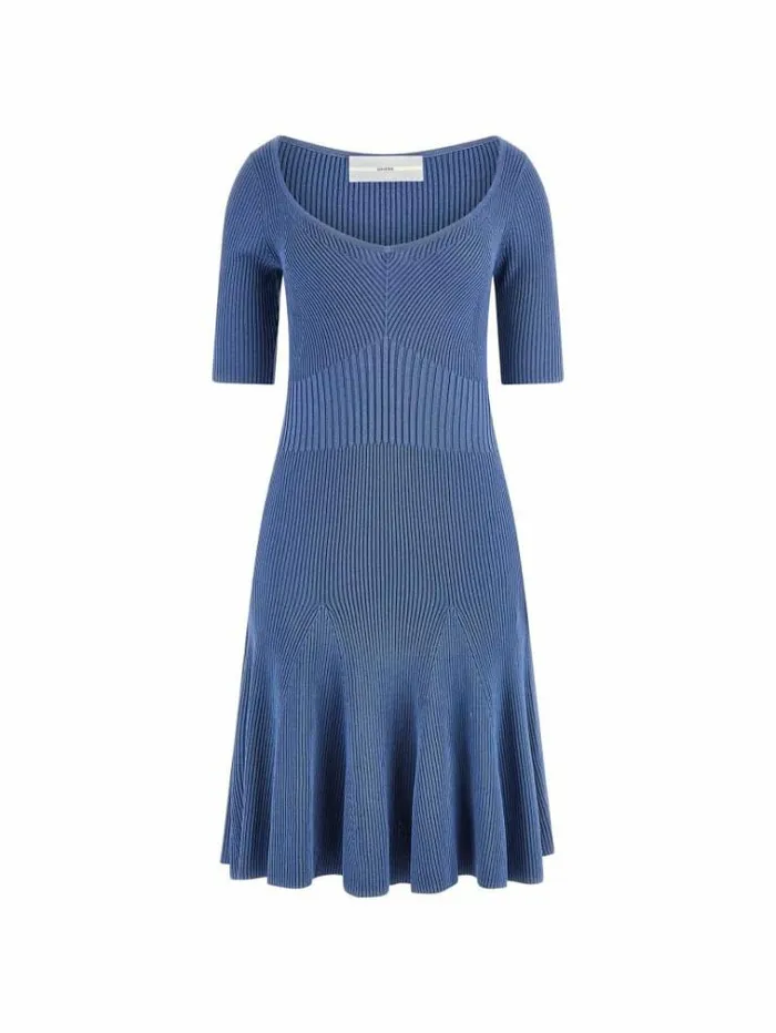 Women Fit And Flare Sweater Dress Light Blue Guess Dresses And Jumpsuits