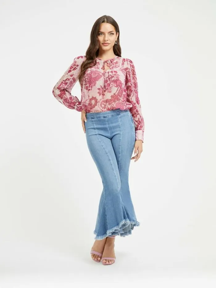 Women Flare Denim Pant Light Blue Guess Flared And Bootcut