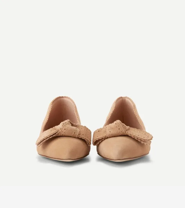 Women Flats and SlipOns Cole Haan Bellport Bow Skimmer Flats Blush Tan