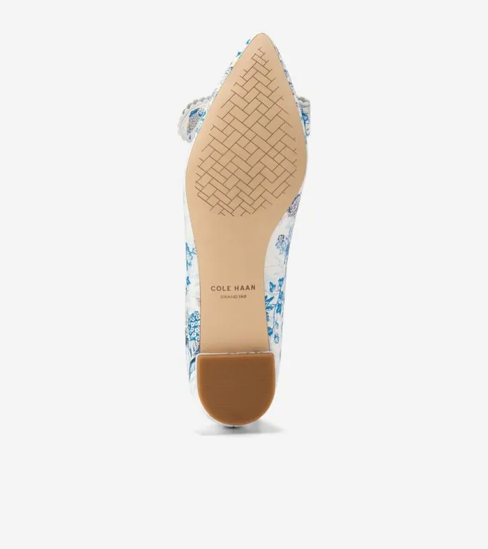 Women Flats and SlipOns Cole Haan Bellport Bow Skimmer Flats Peacock Blue Print
