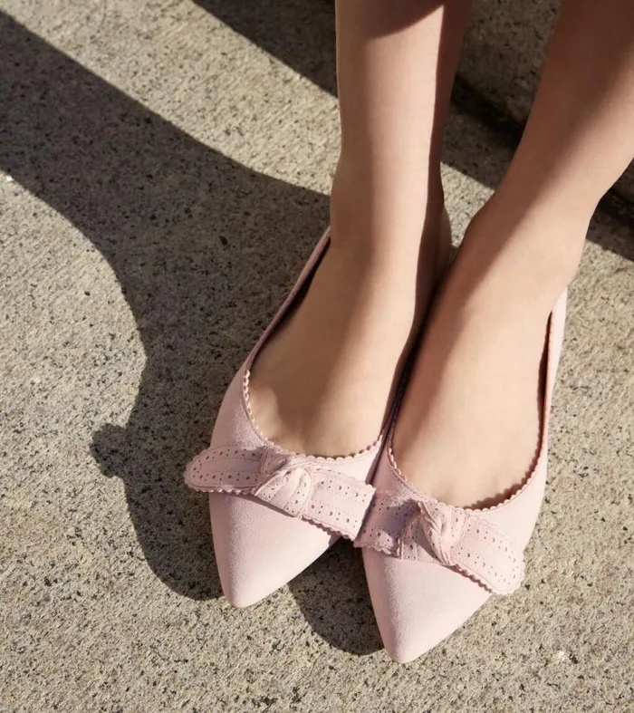 Women Flats and SlipOns Cole Haan Bellport Bow Skimmer Flats Primrose Pink