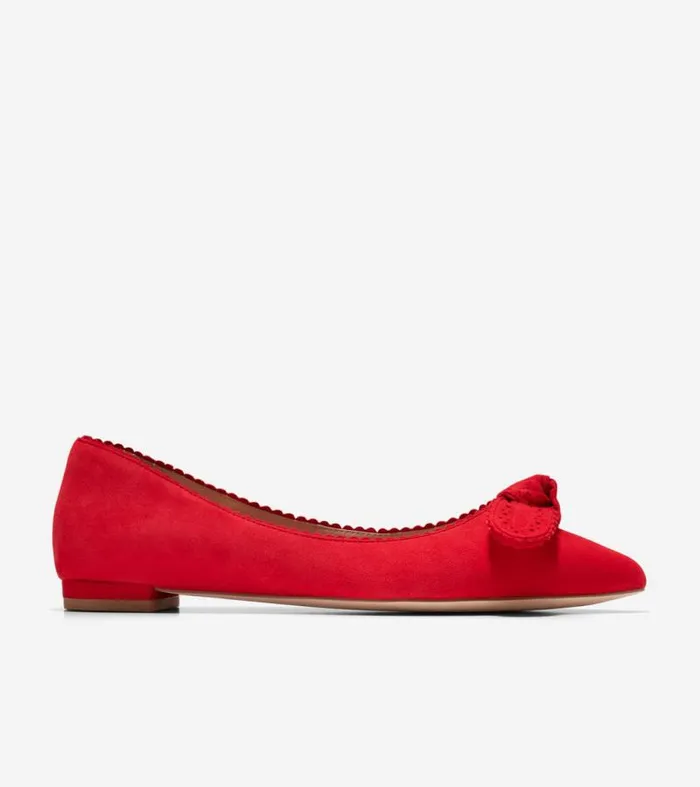 Women Flats and SlipOns Cole Haan Bellport Bow Skimmer Flats True Red