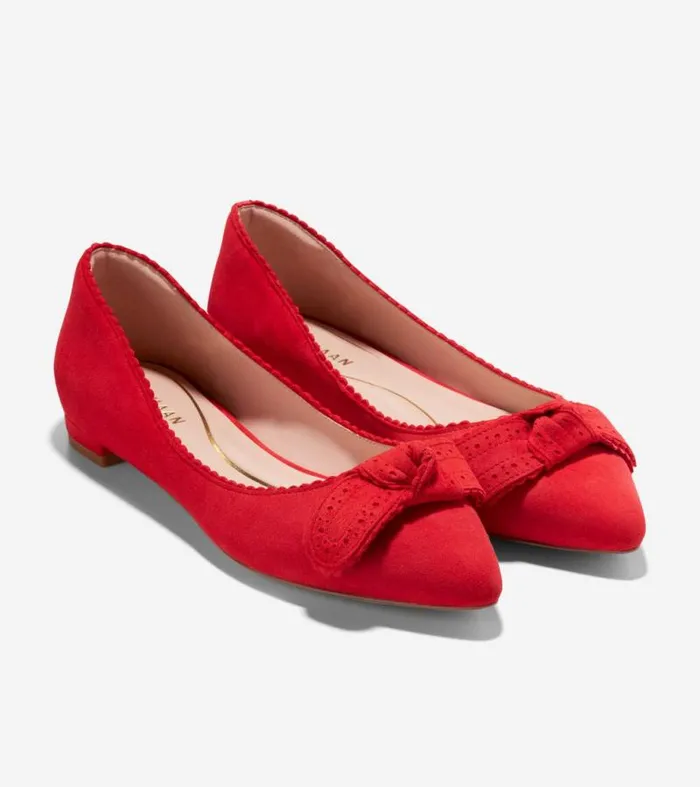 Women Flats and SlipOns Cole Haan Bellport Bow Skimmer Flats True Red