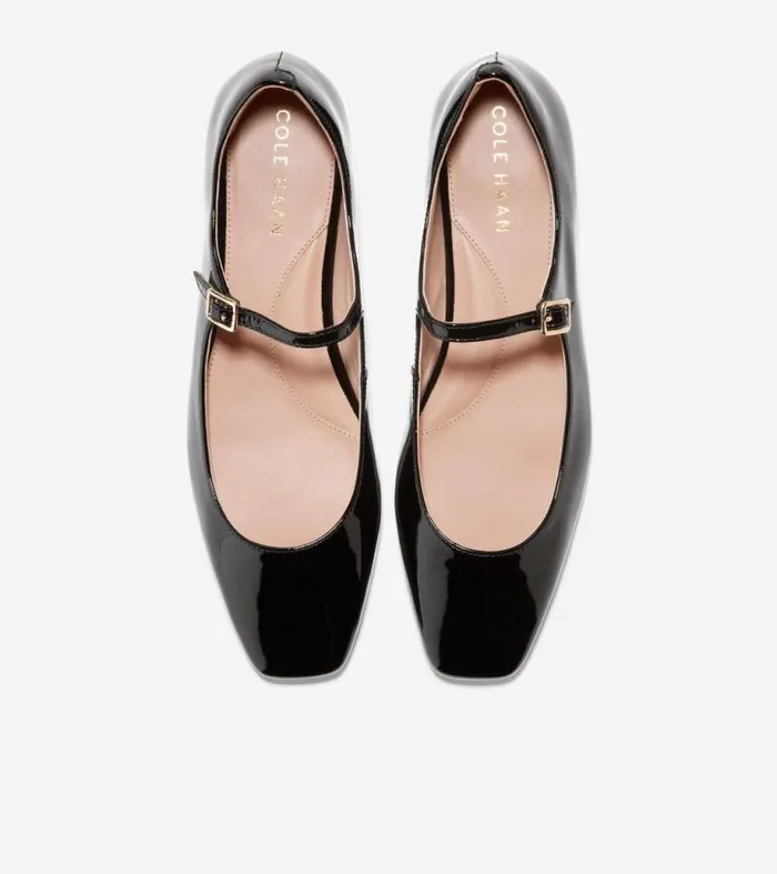Women Flats and SlipOns Cole Haan Bridge MaryJane Ballet Flats Black Patent