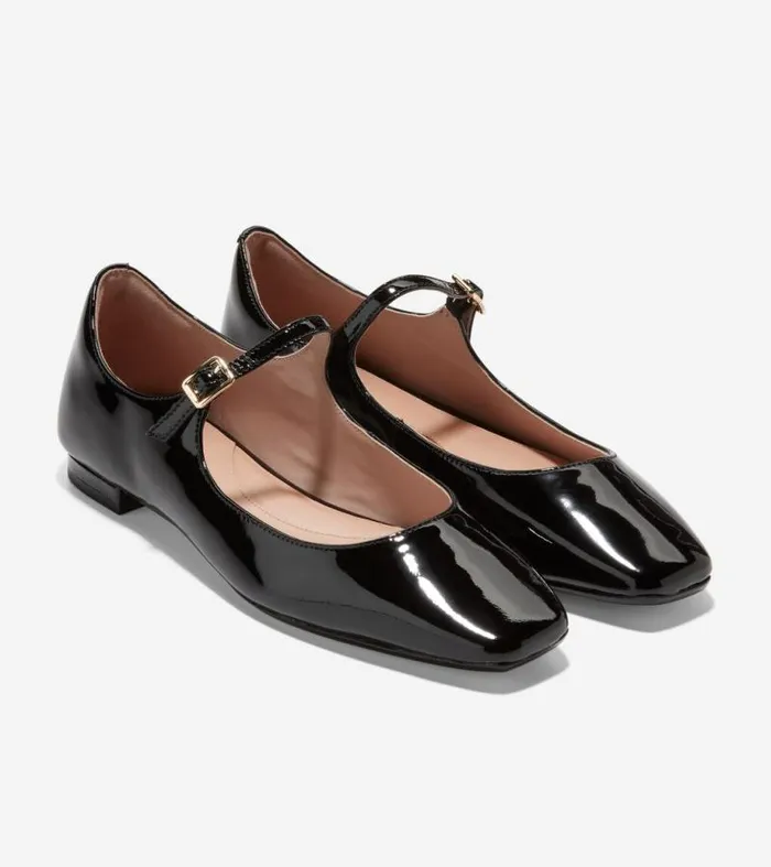 Women Flats and SlipOns Cole Haan Bridge MaryJane Ballet Flats Black Patent