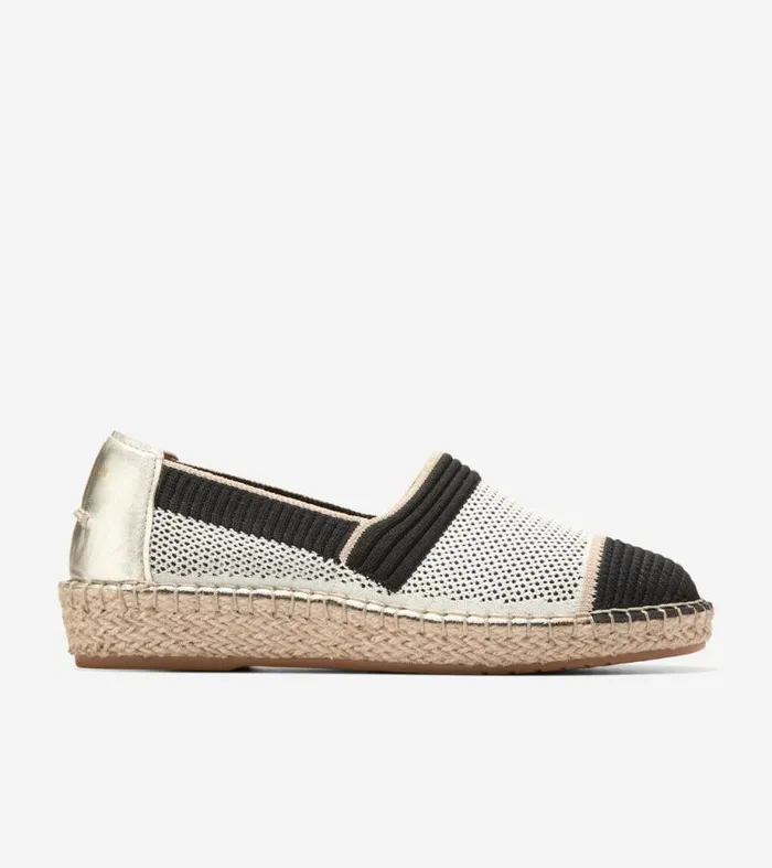 Women Flats and SlipOns Cole Haan Cloudfeel Espadrille II SlipOn Loafers Ivory Stitchlitetradesoft Gold Women Flats and SlipOns Cole Haan Cloudfeel Espadrille II SlipOn Loafers Ivory Stitchlitetradesoft Gold