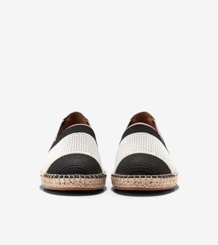 Women Flats and SlipOns Cole Haan Cloudfeel Espadrille II SlipOn Loafers Ivory Stitchlitetradesoft Gold