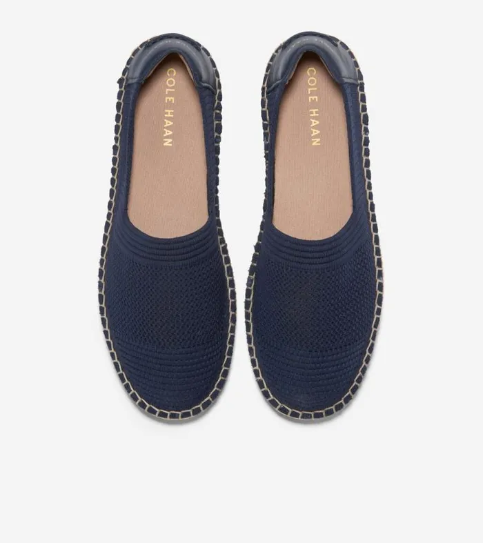 Women Flats and SlipOns Cole Haan Cloudfeel Espadrille II SlipOn Loafers Marine Blue Stitchlitetrade
