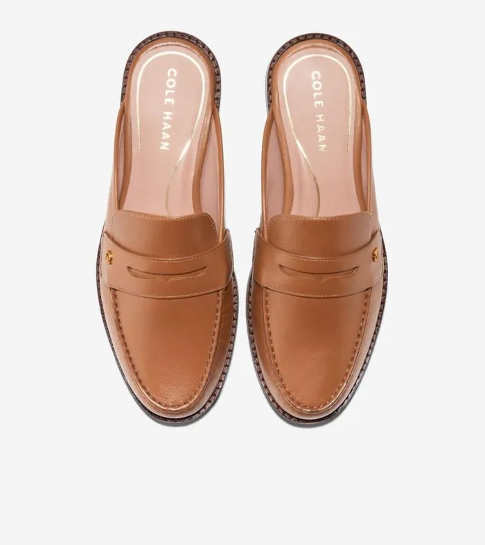 Women Flats and SlipOns Cole Haan Lux Pinch Penny Loafer Mules Pecan