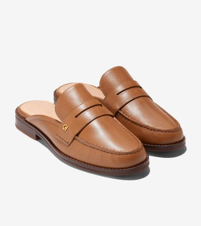 Women Flats and SlipOns Cole Haan Lux Pinch Penny Loafer Mules Pecan