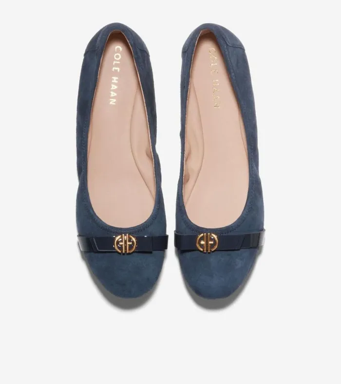 Women Flats and SlipOns Cole Haan Tova Bow Ballet Flats Navy Blazer