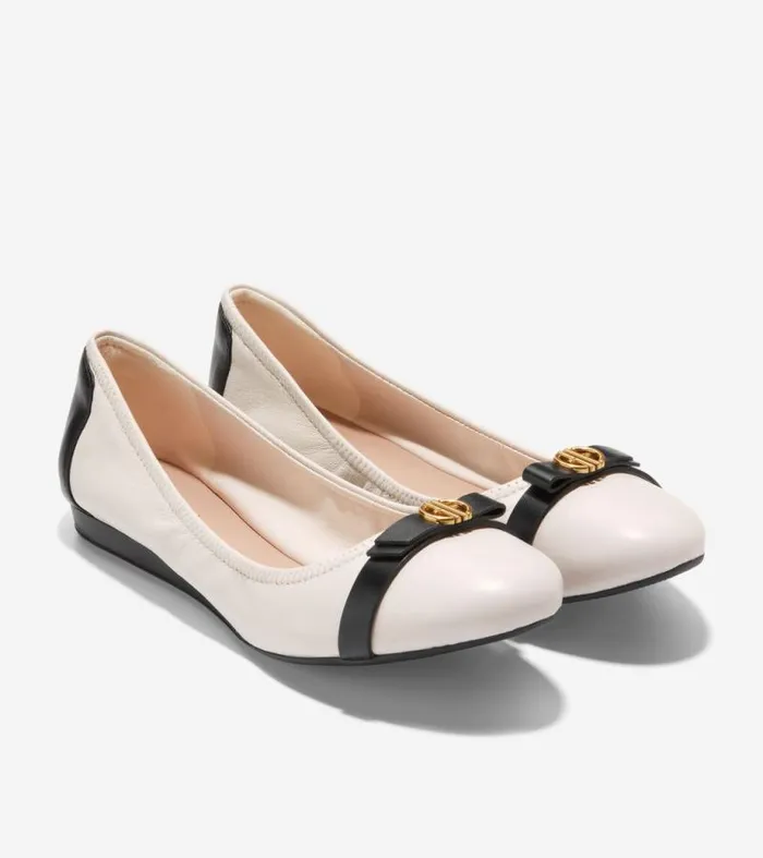 Women Flats and SlipOns Cole Haan Tova Bow Ballet Ivoryblack Women Flats and SlipOns Cole Haan Tova Bow Ballet Ivoryblack