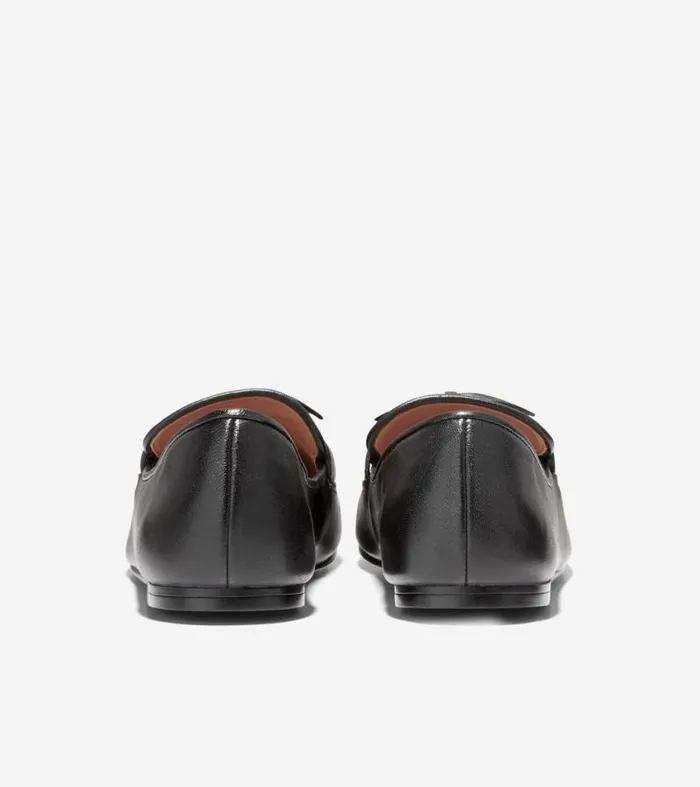 Women Flats and SlipOns Cole Haan York Bow Loafers Black Leather
