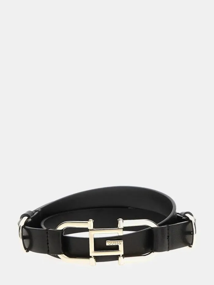 Women Fleet Logo Script Belt Black Guess Belts