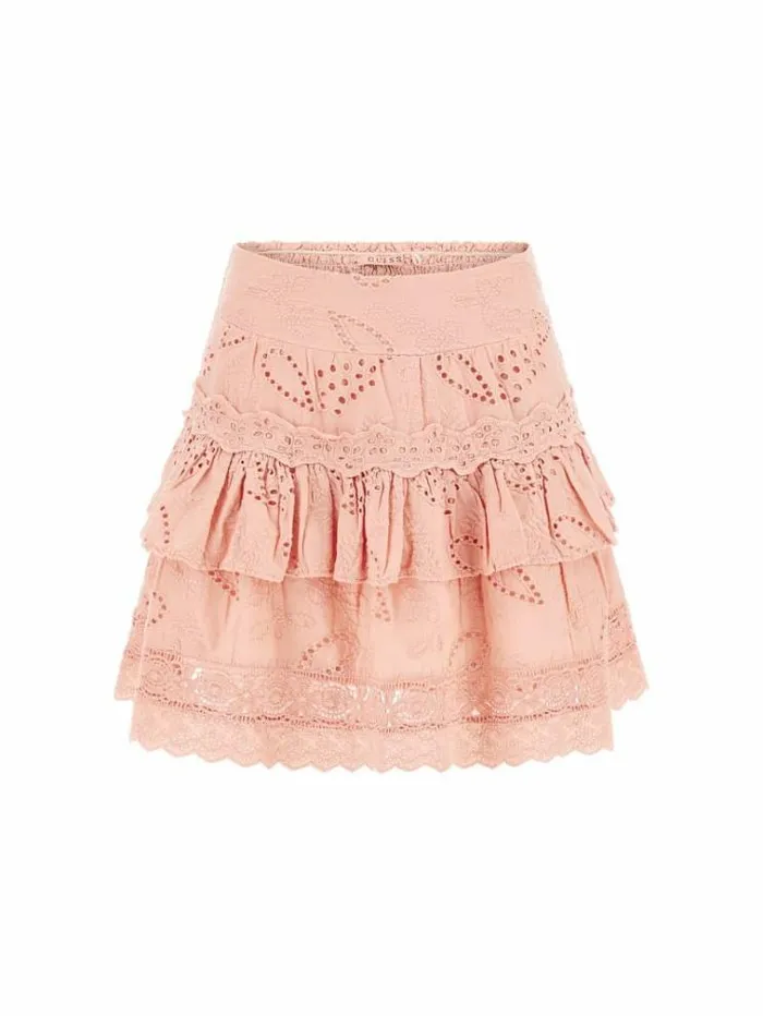 Women Floral Embroidered Skirt Pink Guess Skirts And Shorts