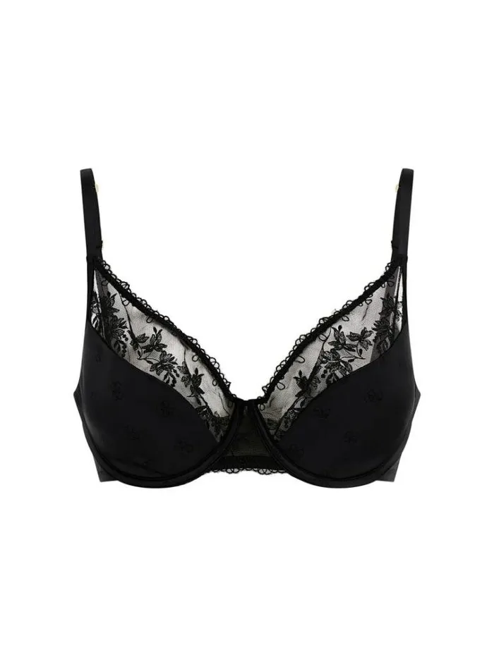 Women Floral Embroidery Wired Bra Black Guess Underwear