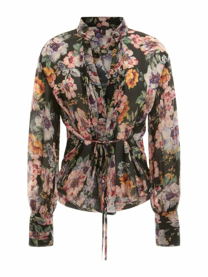 Women Floral Print Blouse Floral Black Guess Tops And Shirts