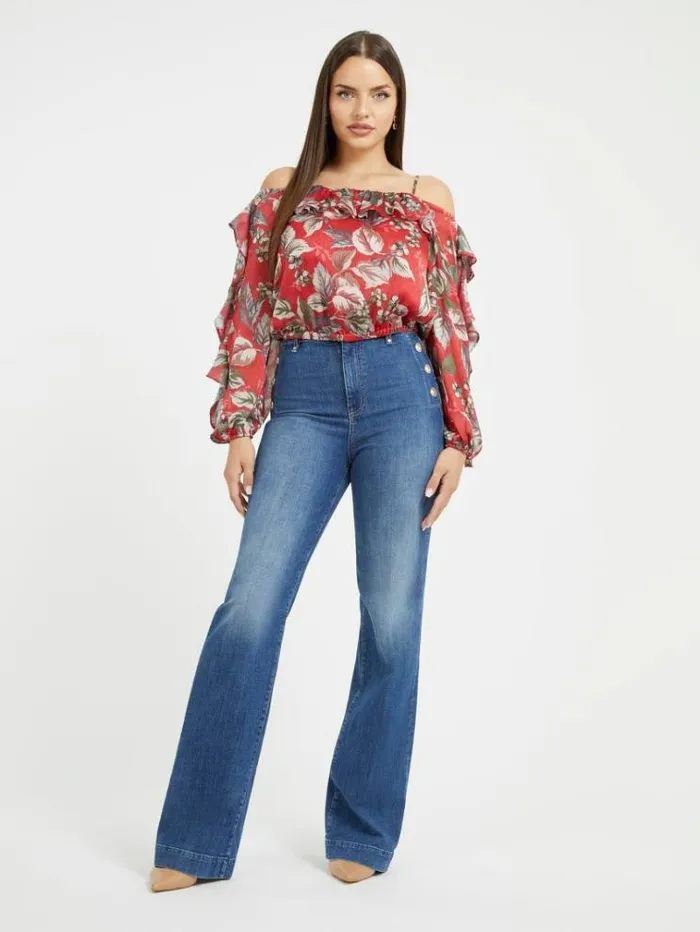 Women Floral Print Blouse Floral Red Guess Tops And Shirts