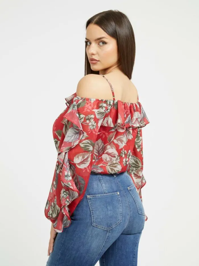 Women Floral Print Blouse Floral Red Guess Tops And Shirts