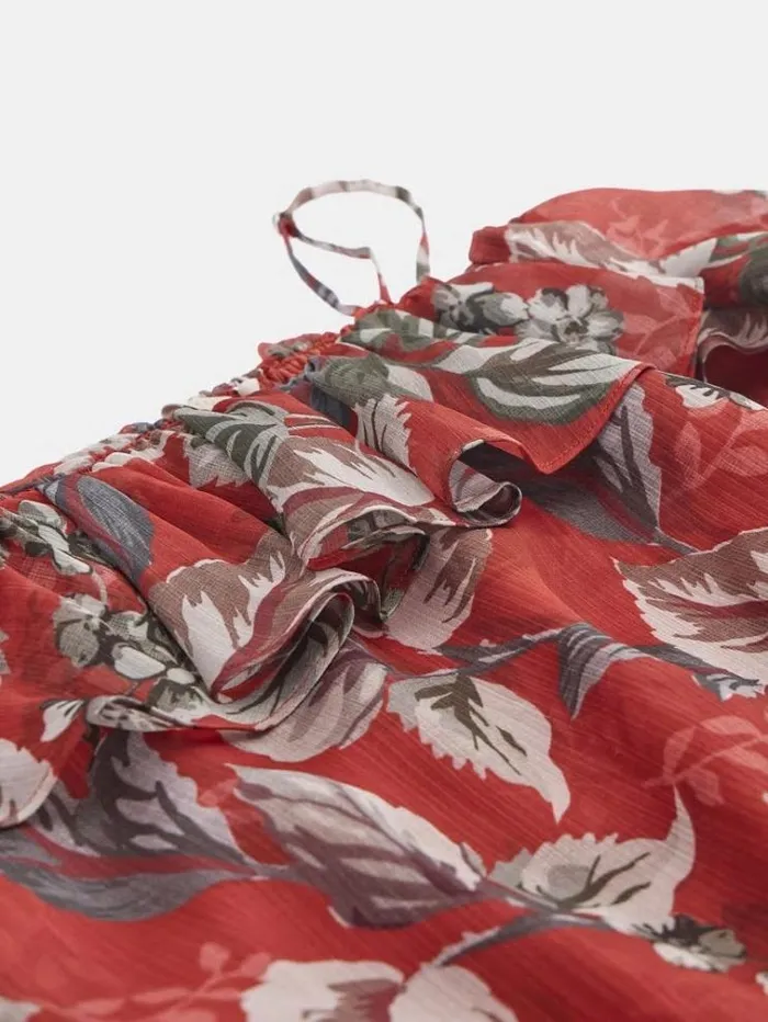 Women Floral Print Blouse Floral Red Guess Tops And Shirts