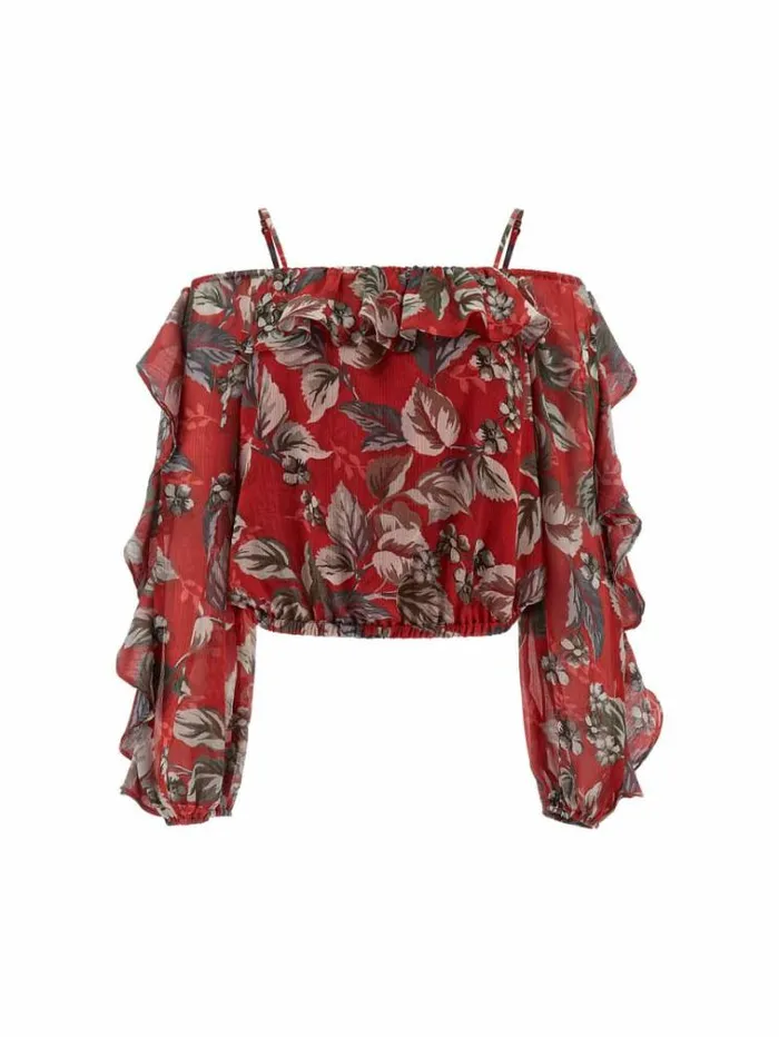 Women Floral Print Blouse Floral Red Guess Tops And Shirts