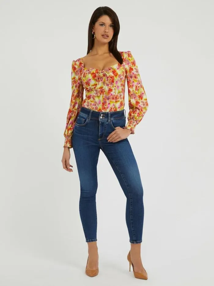 Women Floral Print Blouse Multicolor Pattern Guess Tops And Shirts