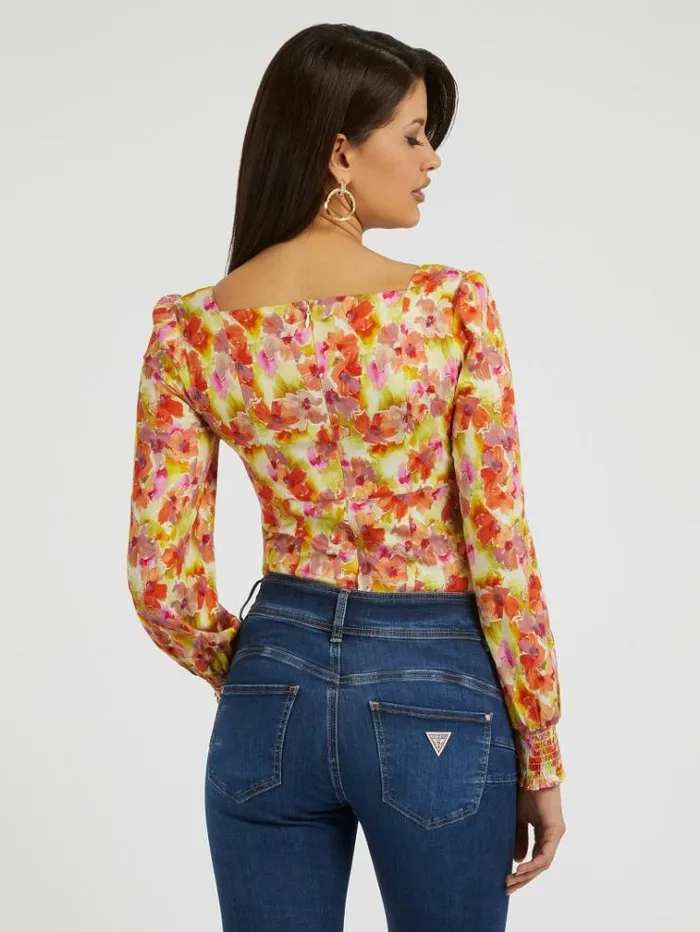 Women Floral Print Blouse Multicolor Pattern Guess Tops And Shirts