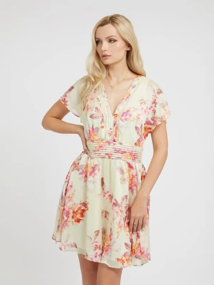Women Floral Print Dress Floral Pink Guess Dresses And Jumpsuits