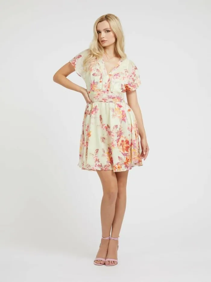 Women Floral Print Dress Floral Pink Guess Dresses And Jumpsuits