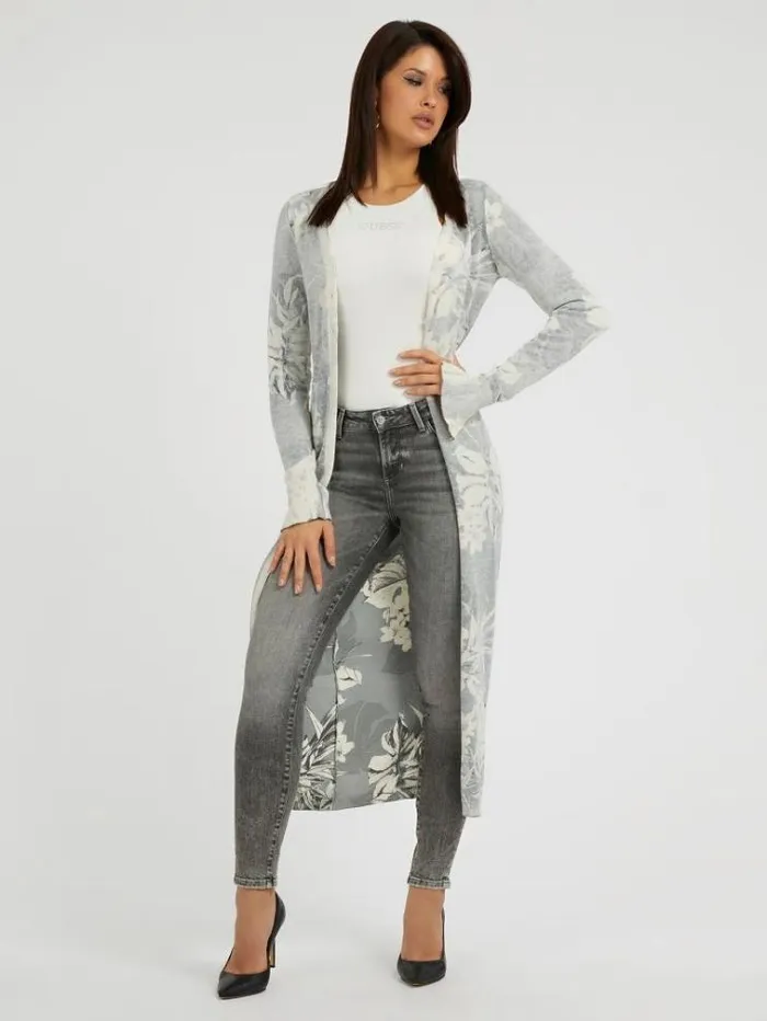 Women Floral Print Long Cardigan Green Multi Guess Knitwear And Sweatshirts
