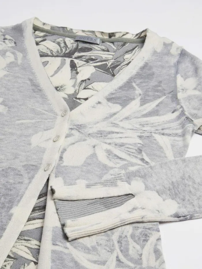 Women Floral Print Long Cardigan Green Multi Guess Knitwear And Sweatshirts