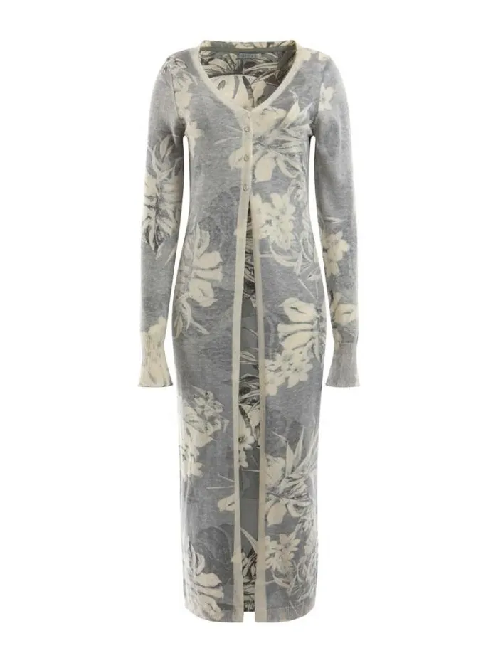 Women Floral Print Long Cardigan Green Multi Guess Knitwear And Sweatshirts