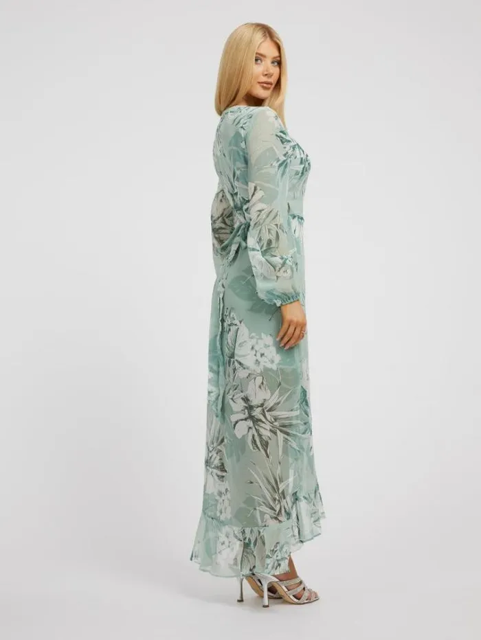Women Floral Print Long Dress Floral Light Blue Guess Dresses And Jumpsuits