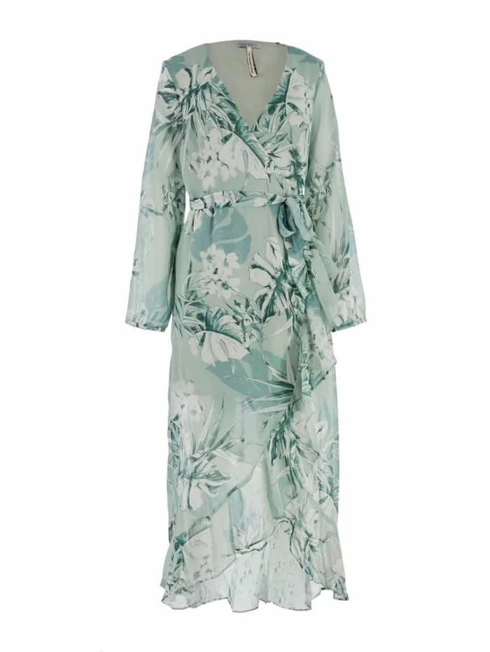 Women Floral Print Long Dress Floral Light Blue Guess Dresses And Jumpsuits