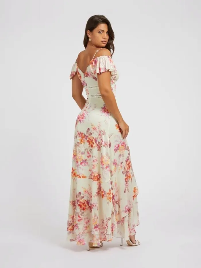 Women Floral Print Long Dress Floral Pink Guess Dresses And Jumpsuits