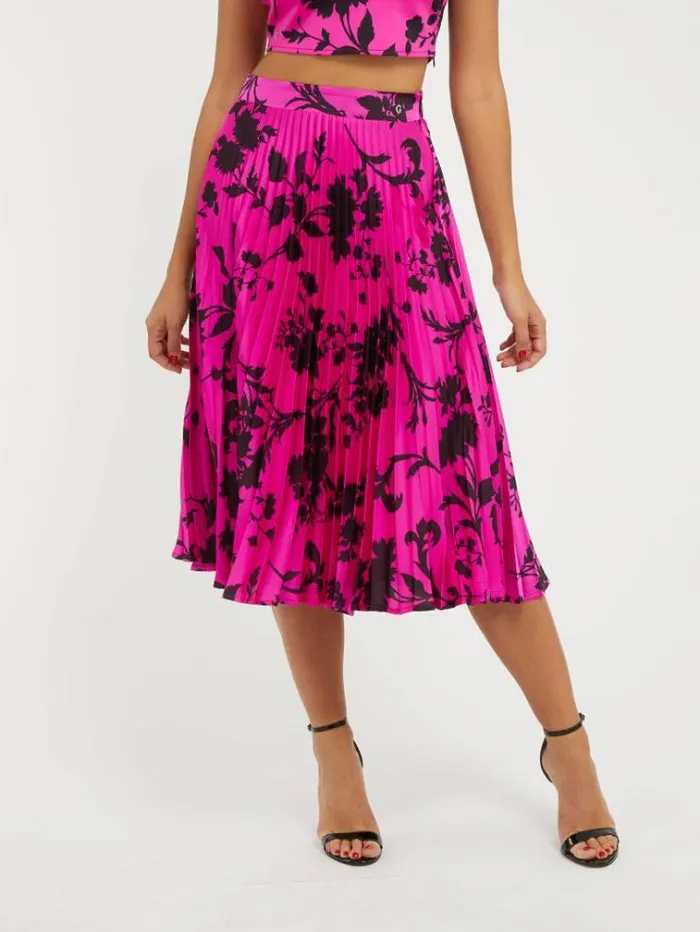 Women Floral Print Pleated Skirt Floral Pink Guess Skirts And Shorts