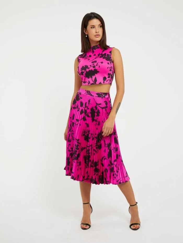 Women Floral Print Pleated Skirt Floral Pink Guess Skirts And Shorts