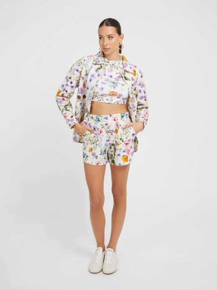 Women Floral Print Shorts Multicolor Pattern Guess Activewear