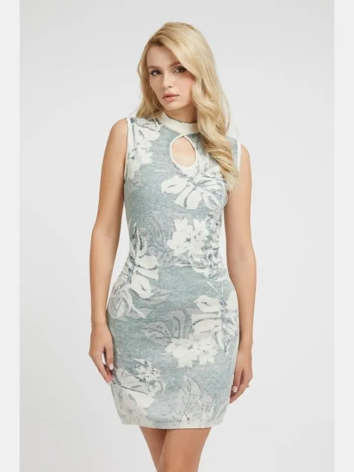 Women Floral Print Sweater Dress Floral Light Blue Guess Dresses And Jumpsuits Women Floral Print Sweater Dress Floral Light Blue Guess Dresses And Jumpsuits