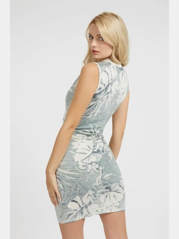Women Floral Print Sweater Dress Floral Light Blue Guess Dresses And Jumpsuits