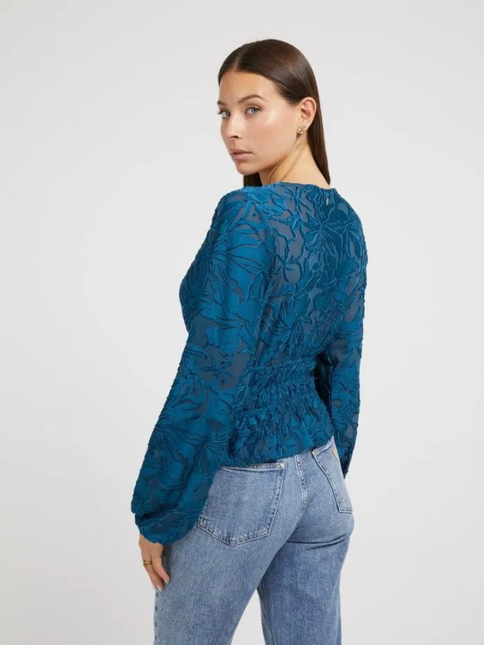 Women Floral Print Top Blue Guess Tops And Shirts